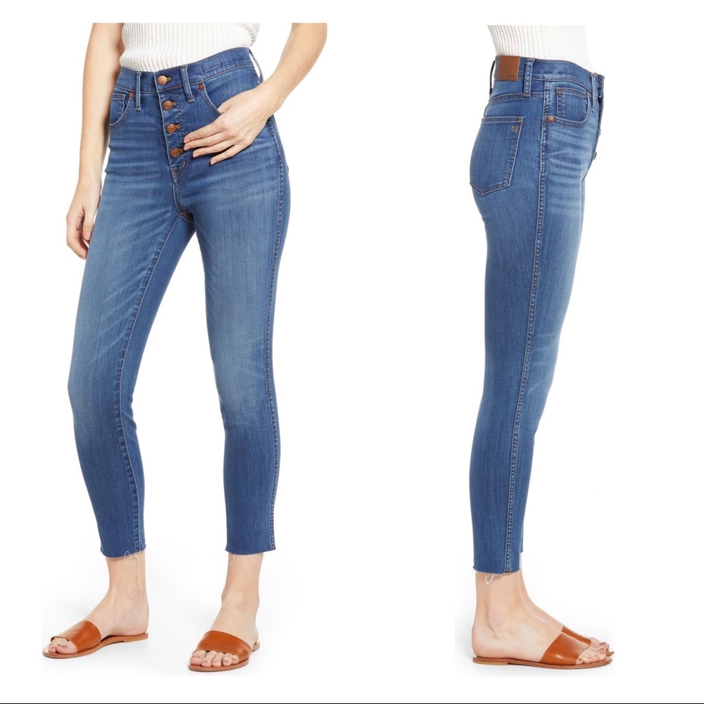 NEW Madewell 10” High Waist Button Crop Skinnies